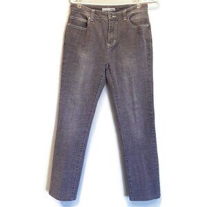 Chicos Platinum Callie Jeans Straight Leg Denim Grey Womens Size 4